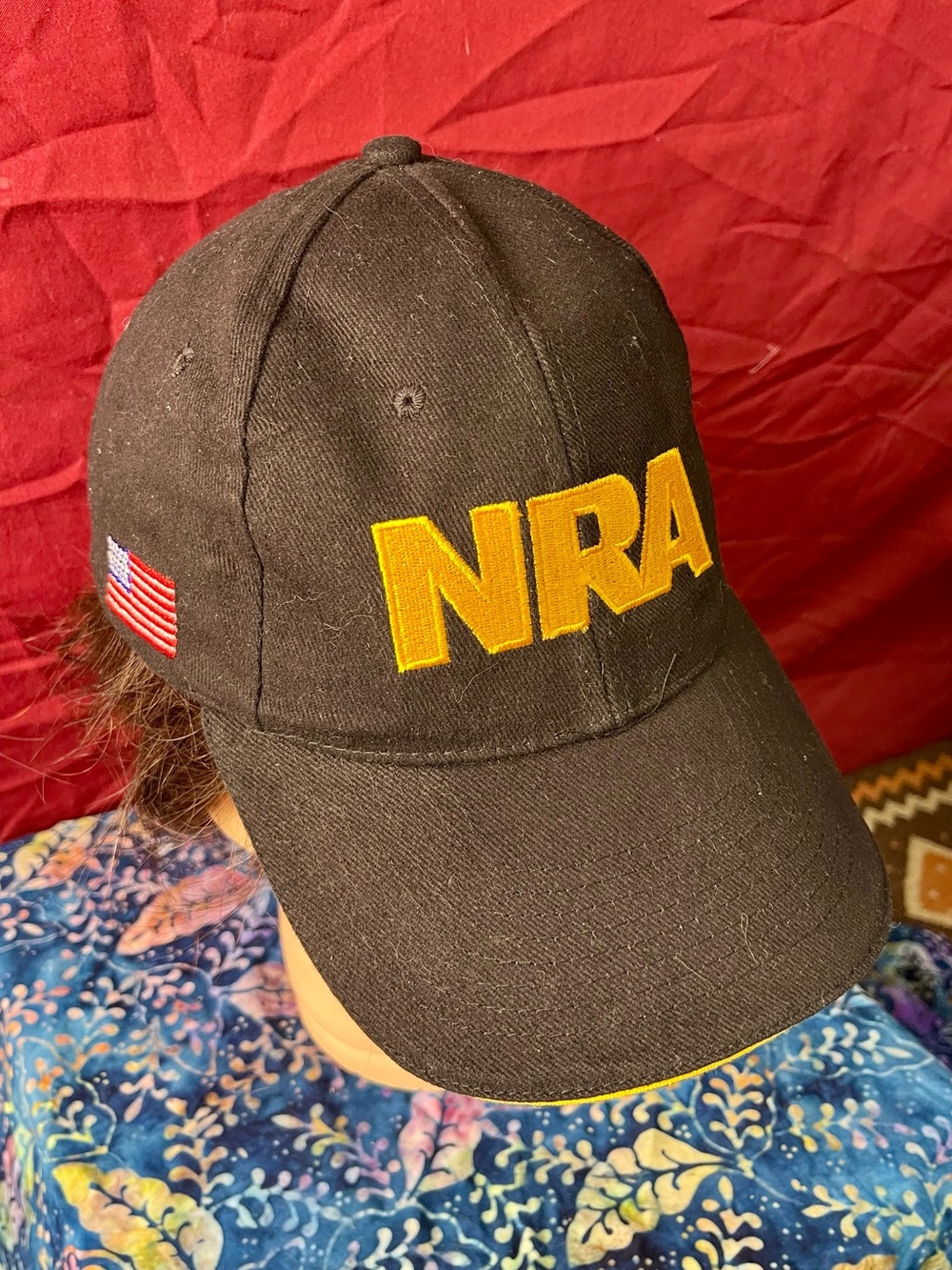 National Rifle Association American Flag Baseball Cap NRA Black & Gold Hat